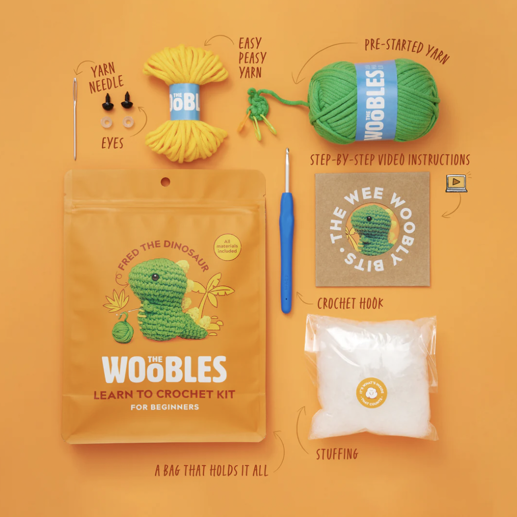 The Woobles - Fred The Dinosaur Crochet Amigurumi Kit for Beginners