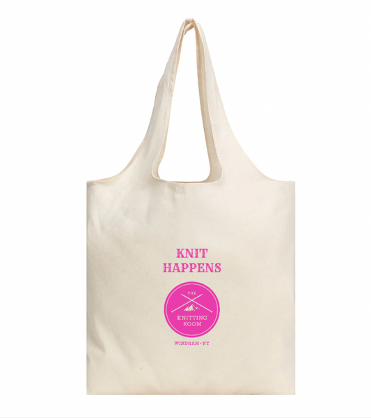 The Knitting Room - KNIT HAPPENS canvas tote